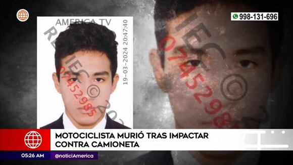 San Juan de Lurigancho: Joven motociclista murió tras chocar violentamente contra camioneta