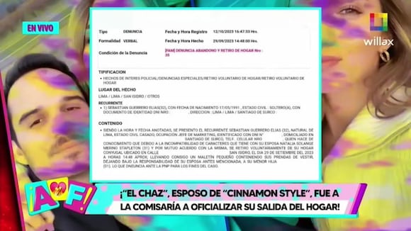 Esposo de Cynnanom Style va a la comisaría para hacer oficial su salida del hogar: “Por incompatibilidad de caracteres”