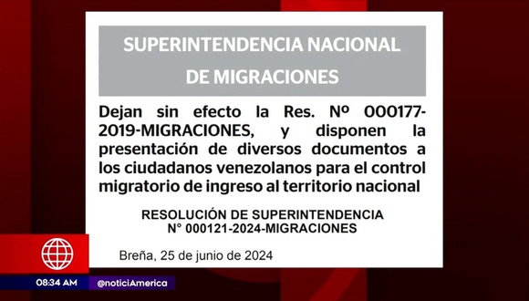 Venezolanos tendrán que presentar pasaporte y visa para entrar al Perú