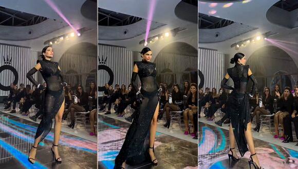 Janick Maceta lució sensual vestido negro en desfile Pandora Squad en Tailandia
