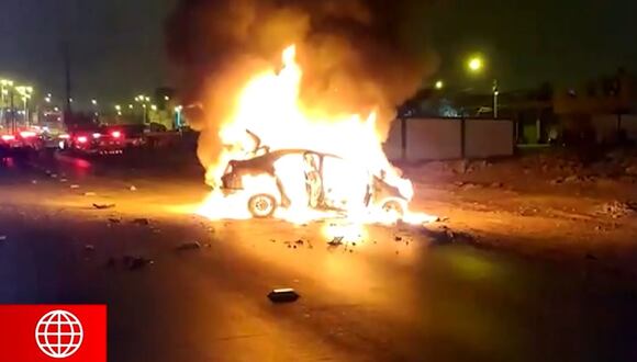 Lurín: Ladrón muere calcinado tras chocar auto que había robado contra un tráiler