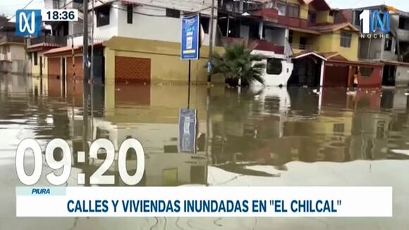 Piura: Reportero hace enlace con medio cuerpo bajo el agua (Canal N)