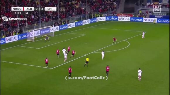 Gol de Víctor Dávila para el 3-0 del Chile vs. Albania. (Video: DAZN)