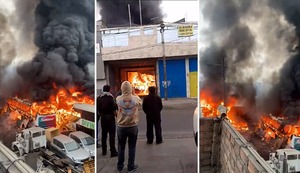 Impactantes imágenes del incendio en taller de buses interprovinciales en Ate