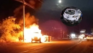 Piura: Carro con siete futbolistas arde en llamas, pero todos se salvan de milagro | VIDEO