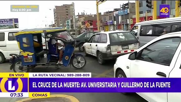 El cruce de la muerte: Denuncian semáforos inoperativos en concurrida avenida de Comas