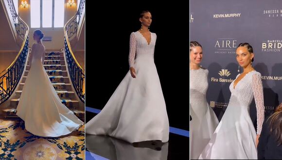 Natalie Vértiz deslumbró con vestido de novia en exclusivo desfile en España