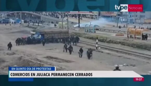 TROME: Manifestantes intentan tomar nuevamente el aeropuerto de Juliaca (TV Perú)