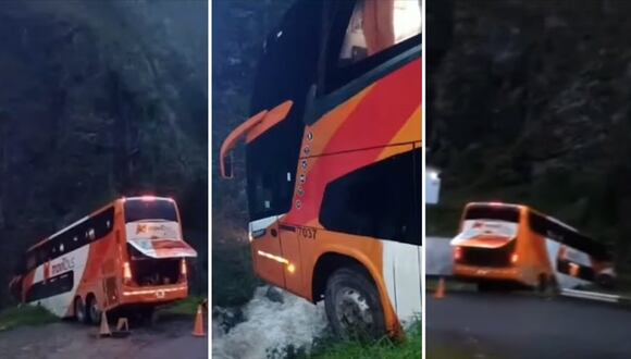 Junín: bus lleno de pasajeros queda al borde del precipicio