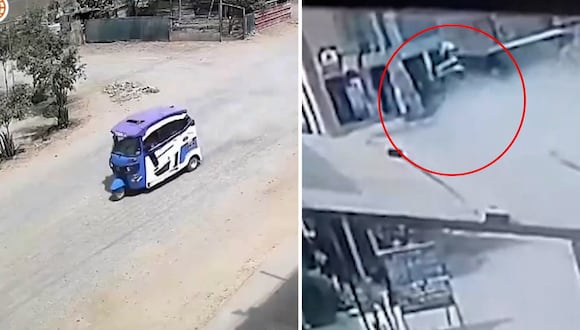 El momento en que una mototaxi impacta contra una casa en Manchay: Accidente dejó dos muertos