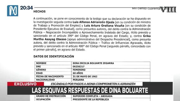 Declaraciones de Dina Boluarte ante fiscal de la Nación 1