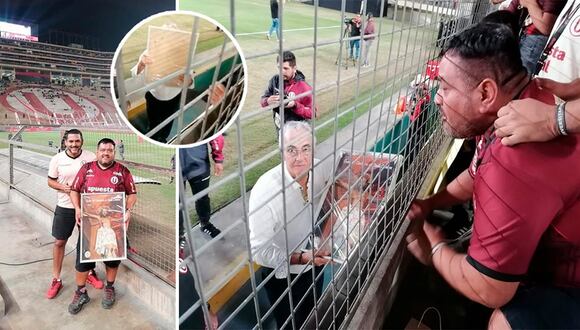 Jorge Fossati recibe cuadro de parte de hinchas con la imagen del Señor del Santuario