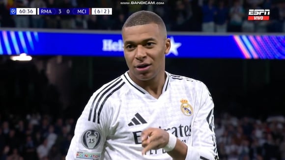 Kylian Mbappé marcó el 3-0 del Real Madrid sobre el Manchester City. (Video: ESPN)