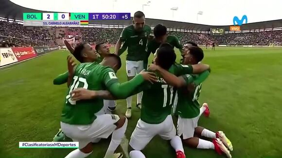 Gol de Carmelo Algarañaz para el 2-0 de Bolivia vs. Venezuela. (Video: Movistar Deportes)