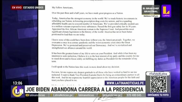 Joe Biden retira su candidatura a la presidencia de los Estados Unidos