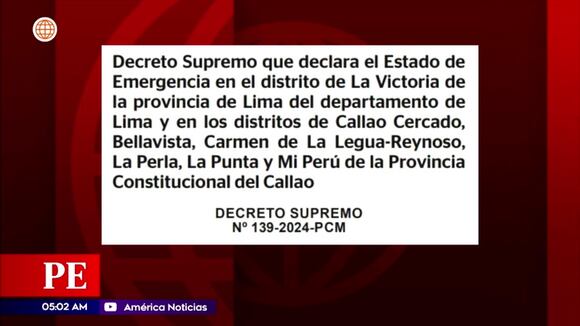 Estado de emergencia en el Callao y La Victoria