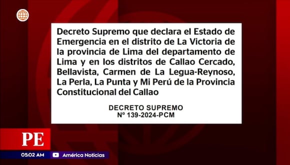 Estado de emergencia en el Callao y La Victoria