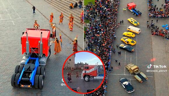 Transformers 7: El Sapan Inca le da la bienvenida a Optimus Prime en la Plaza Mayor de Cusco