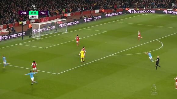 Kevin de Bruyne anota el 1-0 de Manchester City vs. Arsenal. (Video: ESPN)