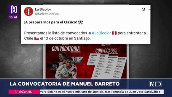 Manuel Barreto entregó lista de convocados para amistoso con Chile (Video : Canal N)