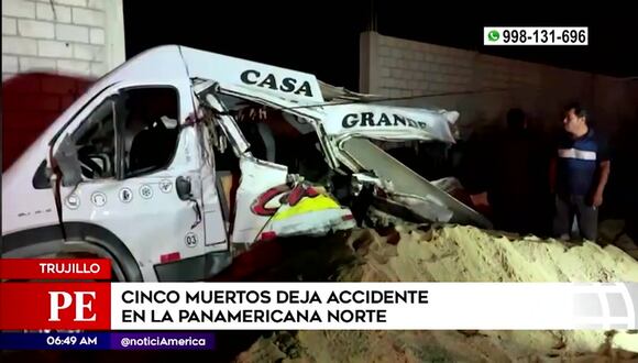 Trujillo: cinco muertos deja accidente en la Panamericana Norte