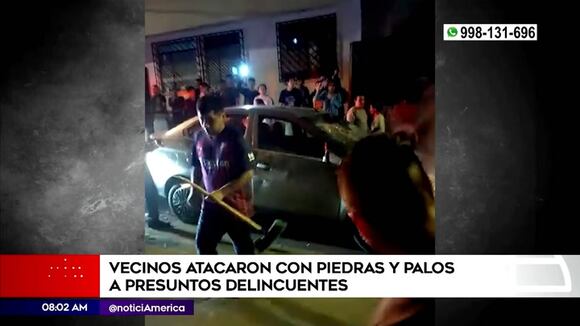 Vecinos golpean con palos a presuntos ladrones
