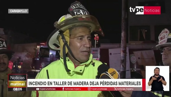 Carabayllo: incendio código 2 en taller de madera dejó pérdidas materiales. Video: TV Perú.