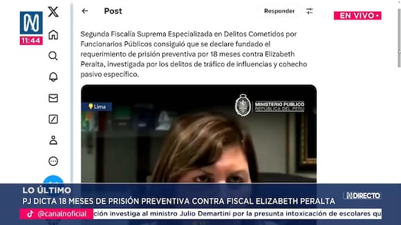 Trome | Fiscal Elizabeth Peralta recibió 18 meses de prisión preventiva por el caso Andrés Hurtado. Video: Canal N