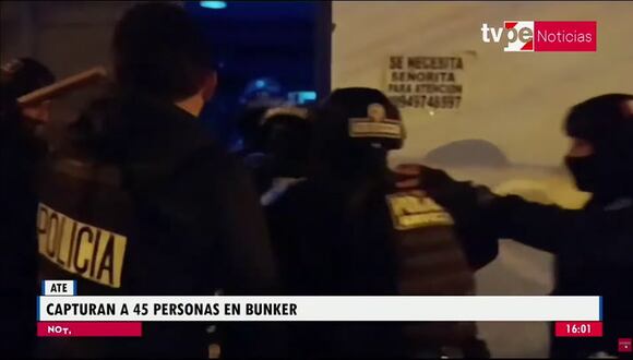 Ate: capturan a 45 personas en búnker