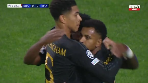 Gol de Rodrygo para el 1-0 de Real Madrid vs. Braga. (Video: ESPN)