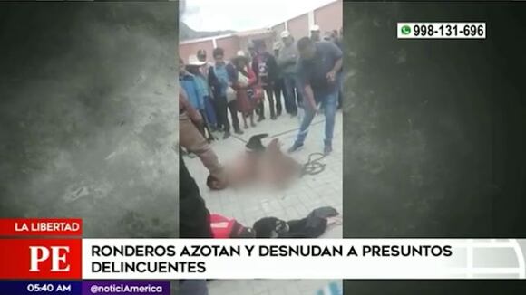 Ronderos desnudan a presuntos delincuentes