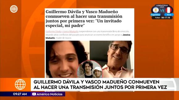 Guillermo Dávila y Vasco Madueño conmueven al hacer transmisión juntos