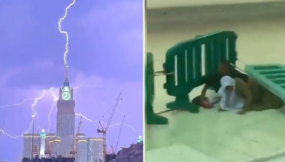 Arabia Saudita: vientos huracanados y fuerte tormenta azotan La Meca