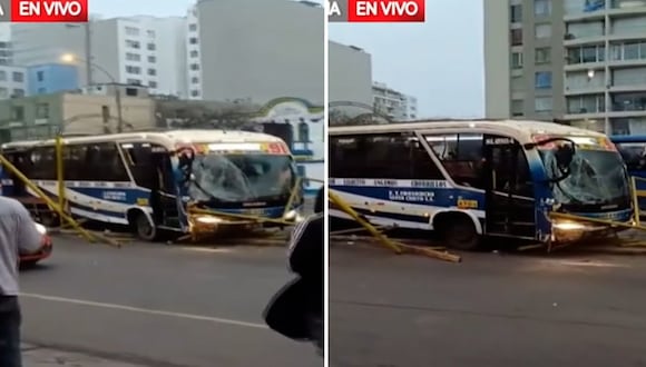 Breña: bus se despista y destruye paradero en la avenida Brasil