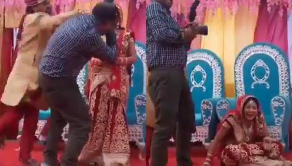Un video viral muestra una curiosa escena ocurrida en la sesión de fotos de una boda en la India, la misma que abrió el debate en Twitter. | Crédito: @Ease2Ease / Twitter.