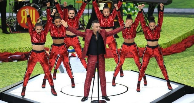Robbie  Williams armó la fiesta en la ceremonia de inauguración en Rusia 2018
