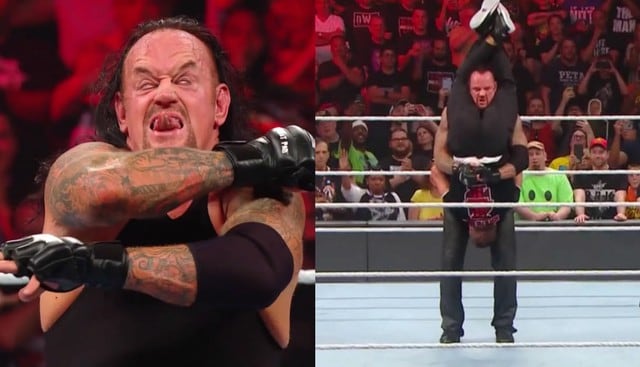 Gran victoria del Undertaker y Roman Reigns. (Captura TV)