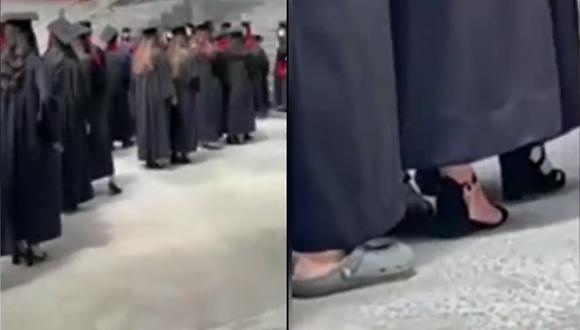 El video de la joven que asistió a su ceremonia de graduación en chanclas fue tomado a modo de burla. (Tiktok: @vnhqok)