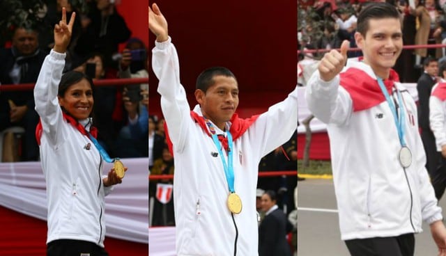 Gladys Tejeda, Christian Pacheco y otros medallistas de los Panamericanos 2019 marcharon orgullosos en el desfile militar. Foto: