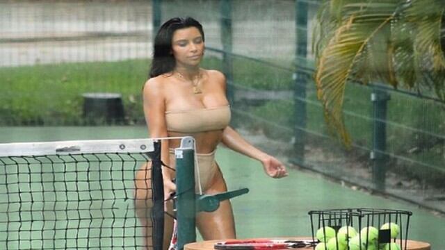 Las sensuales fotografías de Kim jugando tenis han sido filtrada vía Instagram.