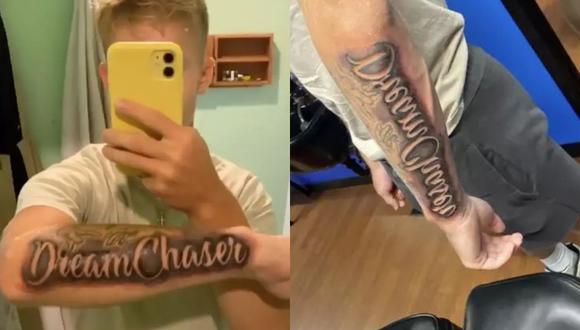 Un joven aspirante a rapero se volvió tendencia por su tatuaje que solo puede ser leído de forma correcta frente a un espejo. | Crédito: Jam Press.
