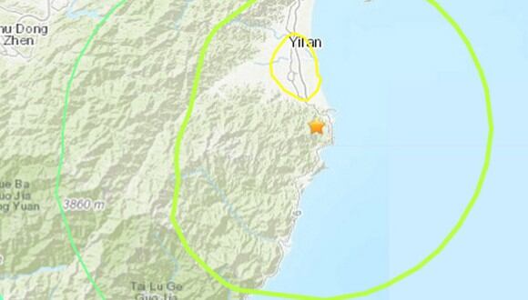 El epicentro del terremoto, que se situó en el condado de Yilan, se produjo a las 13:11 horas y a una profundidad de 67 kilómetros. (Foto: USGS)