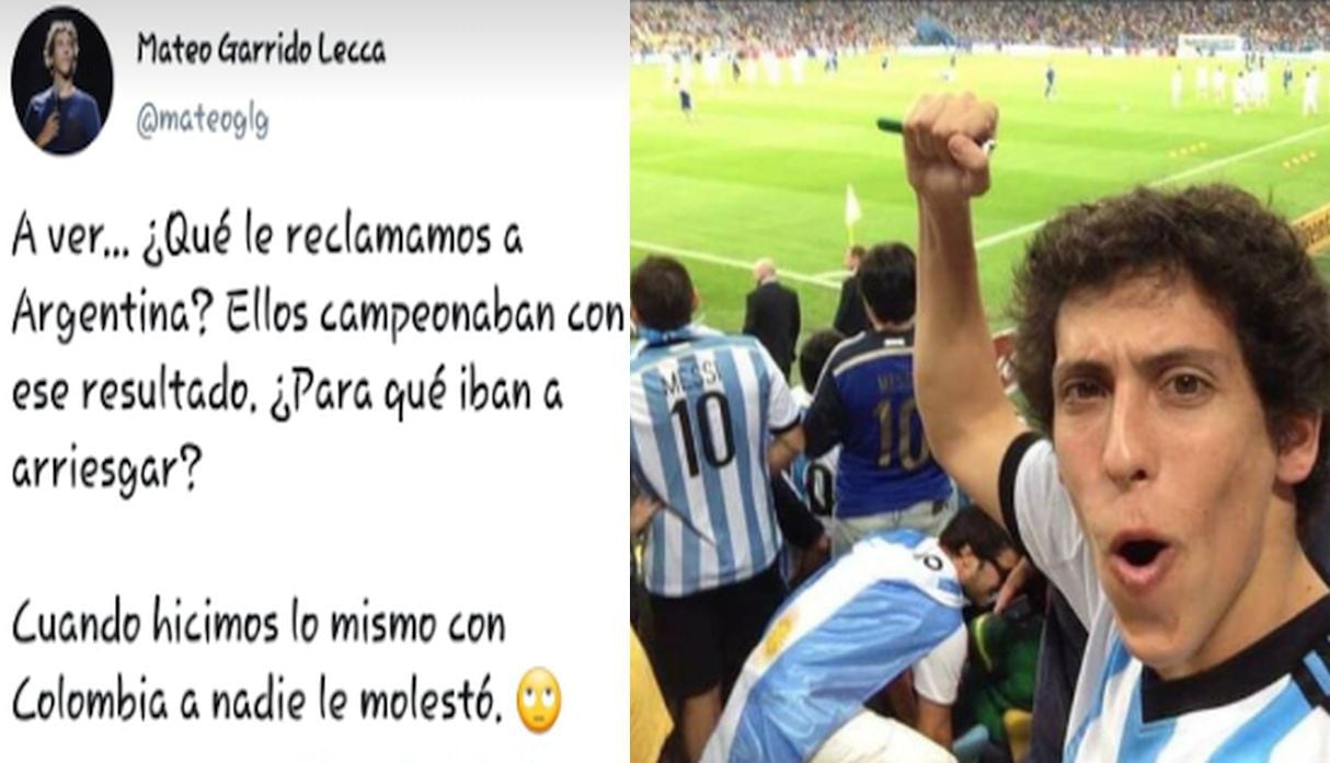 Mateo Garrido Lecca defendió derrota 'limpia' de Argentina y usuarios arremeten en su contra. (Capturas: Twitter)