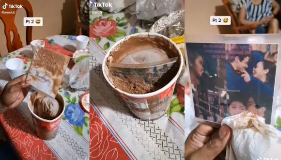 Descubrieron la tarjeta de amor cuando la familia se antojó de comer el helado. (Foto: Composición)