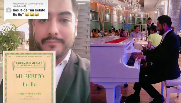 El éxito mundial "Mi bebito Fiu Fiu" fue reinterpretado en piano de cola por un pianista mexicano en el restaurante de lujo donde trabaja. (Foto: TikTok/ @crutze.musica)