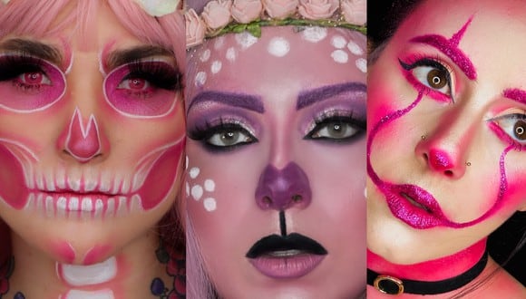 Con el apoyo de maquilladoras expertas en diseños para Halloween, Avon ha recreado cuatro looks rosa. (Foto: Avon)