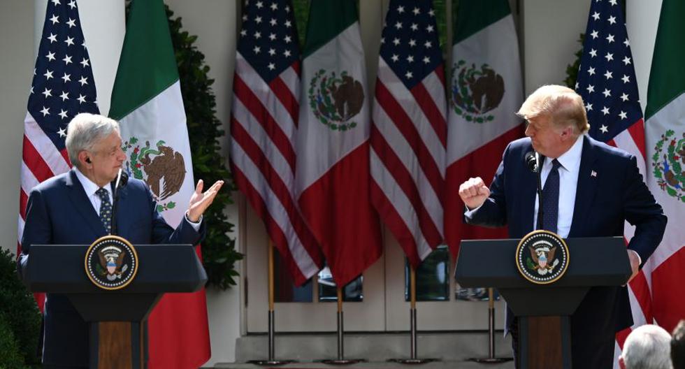 Donald Trump y AMLO ofrecieron una declaración conjunta en el Jardín de las Rosas de la Casa Blanca. (Foto por JIM WATSON / AFP).
