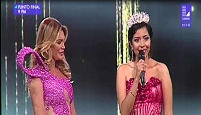 Raisa Balcazar, Miss Piura, fue coronada Reina Rosa por su lucha constante contra el cáncer en el Miss Perú. (Capturas: Latina)