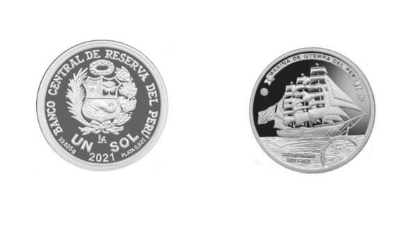 La moneda conmemora el bicentenario de la Marina. (Foto: BCR)