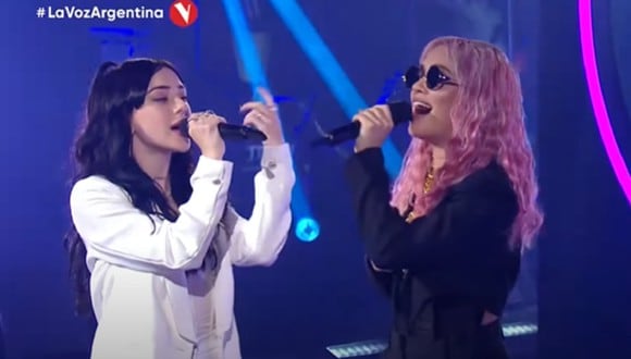 Lali Espósito y Nicki Nicole unieron sus talentos para presentar número musical. (Foto: Captura La Voz Argentina).